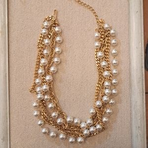 18" Five strand necklace of pearl and multi style gold chain